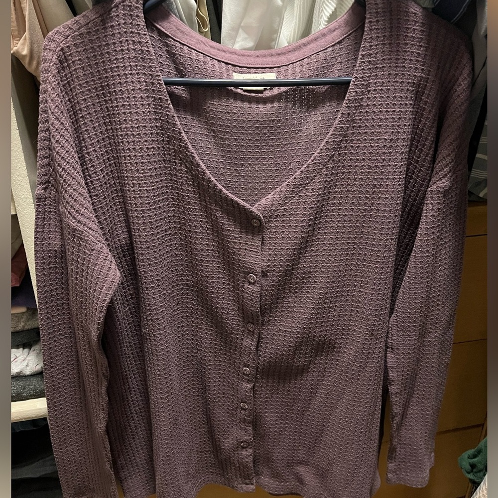 UpWest waffle knit shirt/cardigan-purple